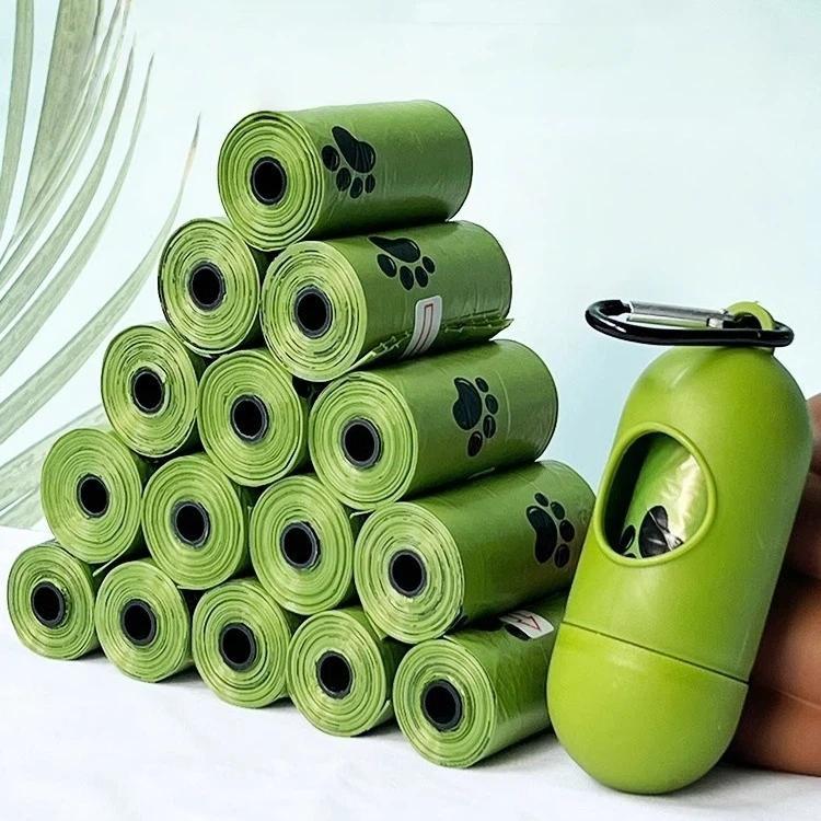 15 Bags Per Roll Dog Poop Bags Refill Rolls Leak-Proof Pet Waste Bags Eco-Friendly Unscented With Cute Footprint Design, 0.8 Silk, 1.3 Silk