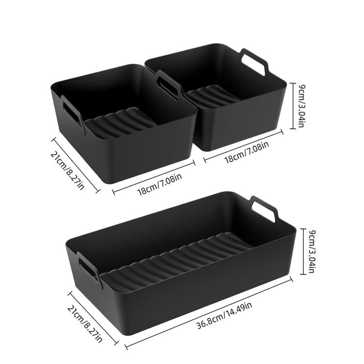 Silicone Air Fryer Liners for Ninja Foodi Dual AF500 / DZ071 Reusable Rectangular Baking Tray with Handles, Integrated Model, 2-in-1 Model