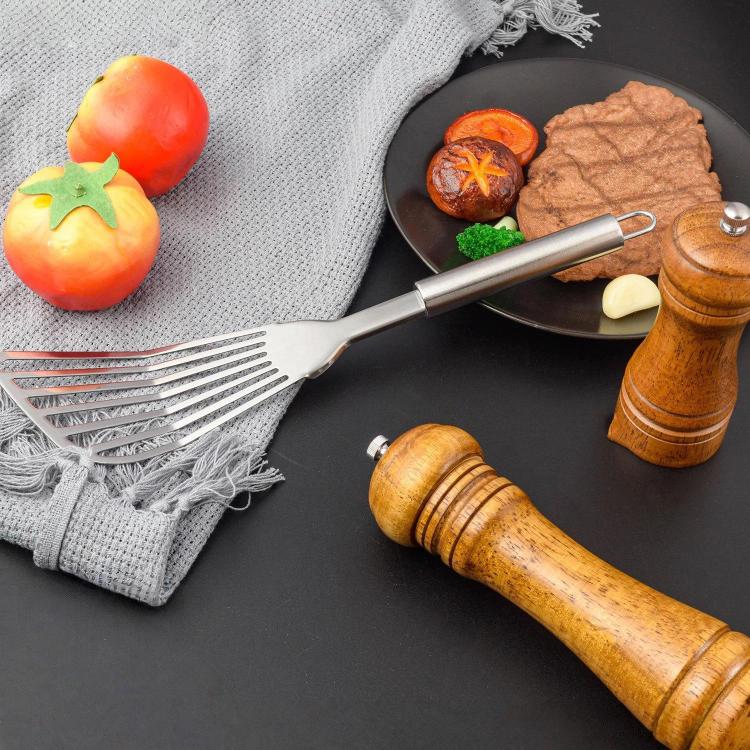 LsCook Household Stainless Steel Steak Fish Spatula Multi-Functional Slanted Strainer Spatula, 32.5 x 8cm
