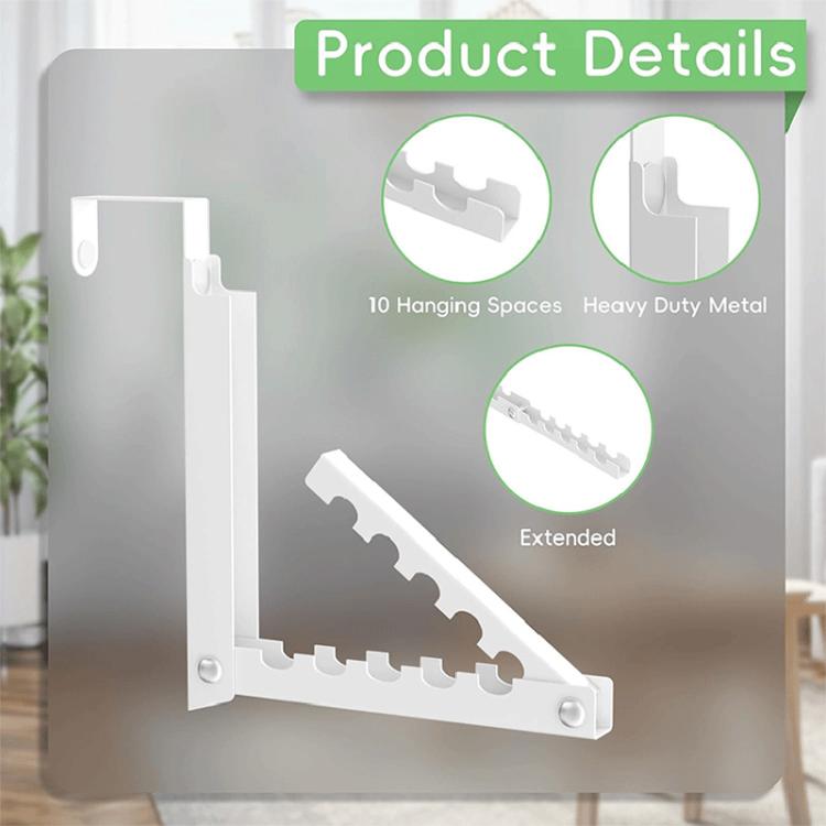 FS-2621 Double Folding Over-The-Door Clothes Drying Rack No-Drill Door Storage Hanger, FS-2621