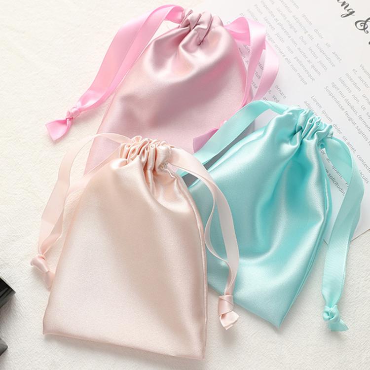 Faux Silk Satin Drawstring Bags Small Jewelry Pouches Reusable Gift Packing Bags