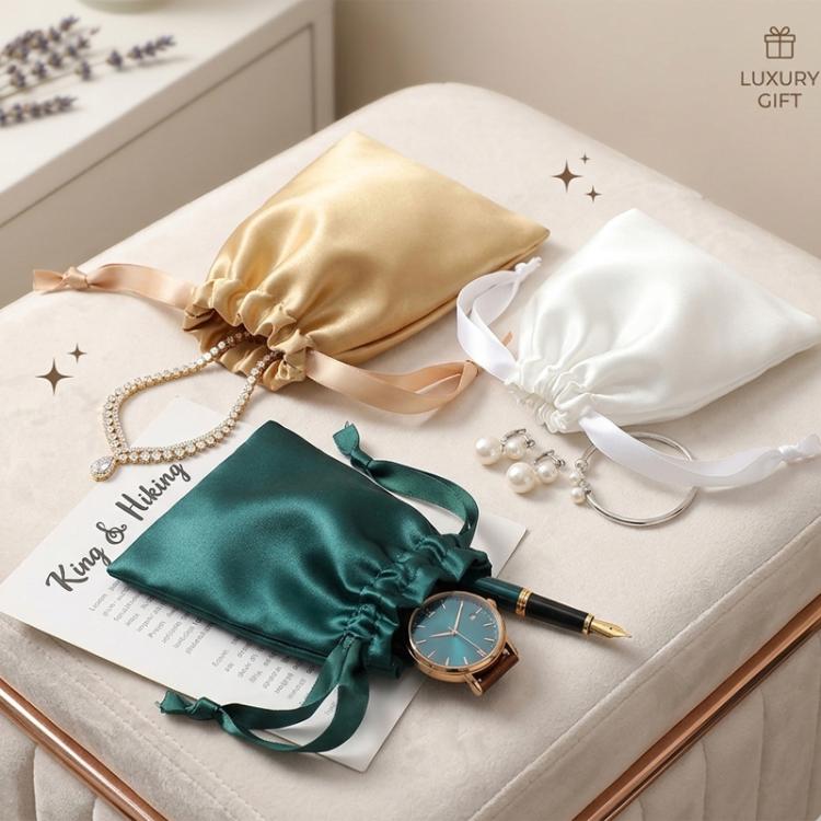 Faux Silk Satin Drawstring Bags Small Jewelry Pouches Reusable Gift Packing Bags