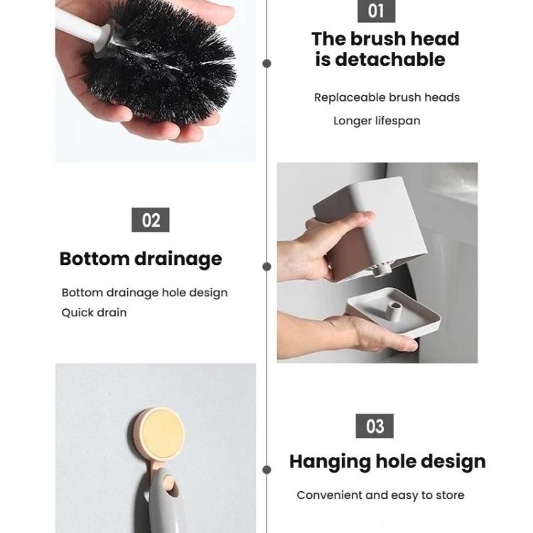 Toilet Brush and Holder Set with Self-Evaporating Base Wall Mounted & Floor Standing Bathroom Scrubber