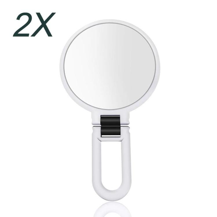 12cm Double Sided Magnifying Makeup Mirror with Handle Folding Pedestal Mirror Portable Travel Vanity Mirror, 2X, 5X, 10X, 15X