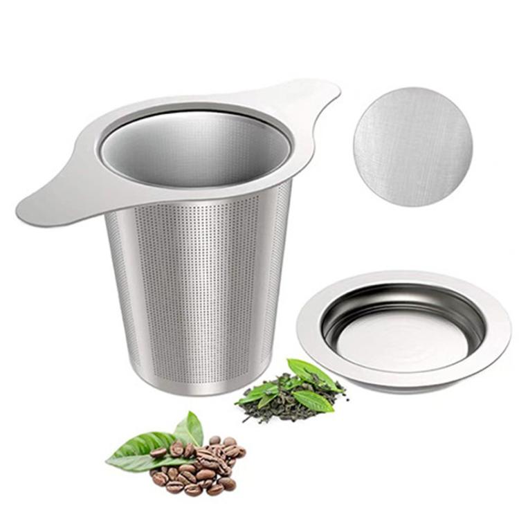304 Stainless Steel Tea Strainer Household Double-Handle Tea Filter, LsCook Oval Shape Dual Handle With Lid