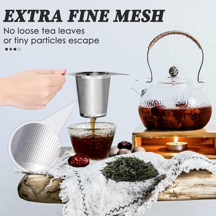 304 Stainless Steel Tea Strainer Household Double-Handle Tea Filter, LsCook Oval Shape Dual Handle With Lid