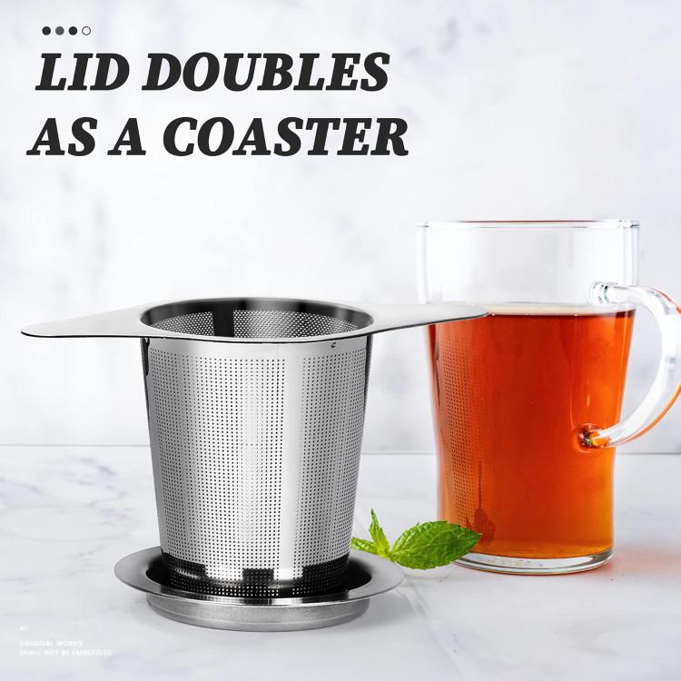 304 Stainless Steel Tea Strainer Household Double-Handle Tea Filter, LsCook Oval Shape Dual Handle With Lid