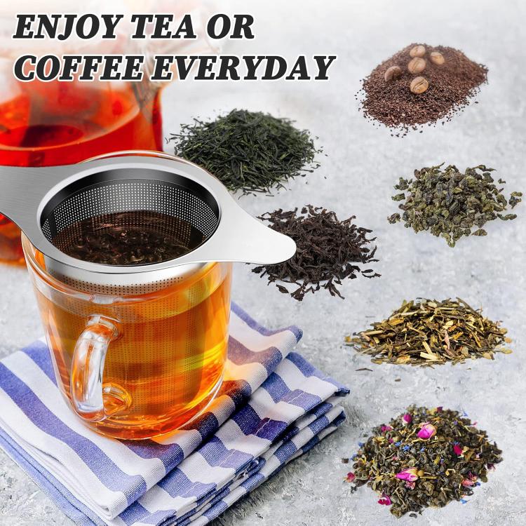 304 Stainless Steel Tea Strainer Household Double-Handle Tea Filter, LsCook Oval Shape Dual Handle With Lid