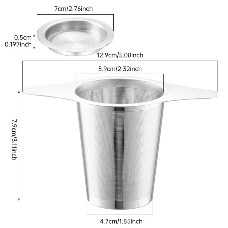 304 Stainless Steel Tea Strainer Household Double-Handle Tea Filter, LsCook Oval Shape Dual Handle With Lid