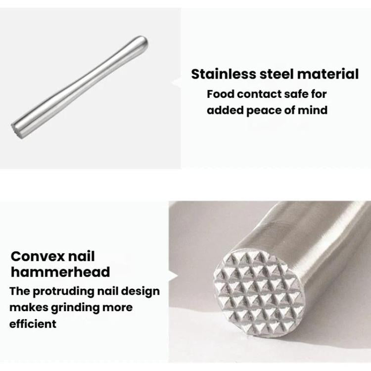 304 Stainless Steel All-Metal Ice Crushing Cocktail Stirring Stick Fruit Lemon Muddler, LsCook 30cm Slim Waist Satin Finish