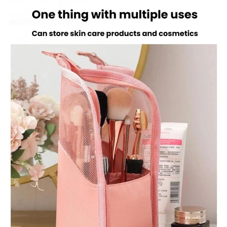 Large Capacity Mesh Portable Cosmetic Bag For Eyebrow Pencils, Lipsticks & Makeup Brushes