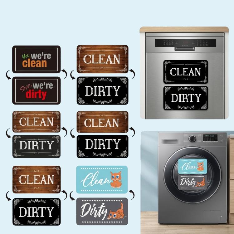 Square Dishwasher Magnet Clean Dirty Sign Double-Sided Refrigerator Magnet