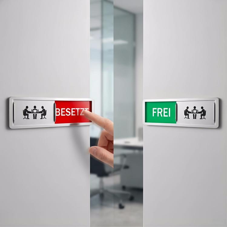 Magnet Privacy Sign for Office Door Sliding Indicator for Conference Room & Restroom, Vacant Occupied Sign, Frei/Besetzt, WC Frei/Besetzt