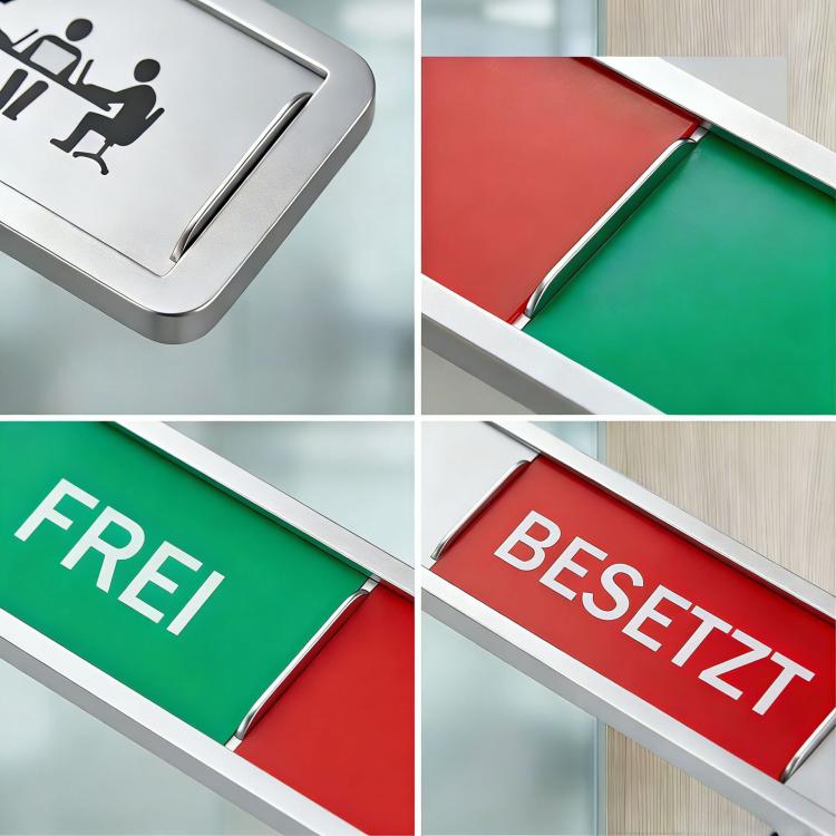 Magnet Privacy Sign for Office Door Sliding Indicator for Conference Room & Restroom, Vacant Occupied Sign, Frei/Besetzt, WC Frei/Besetzt