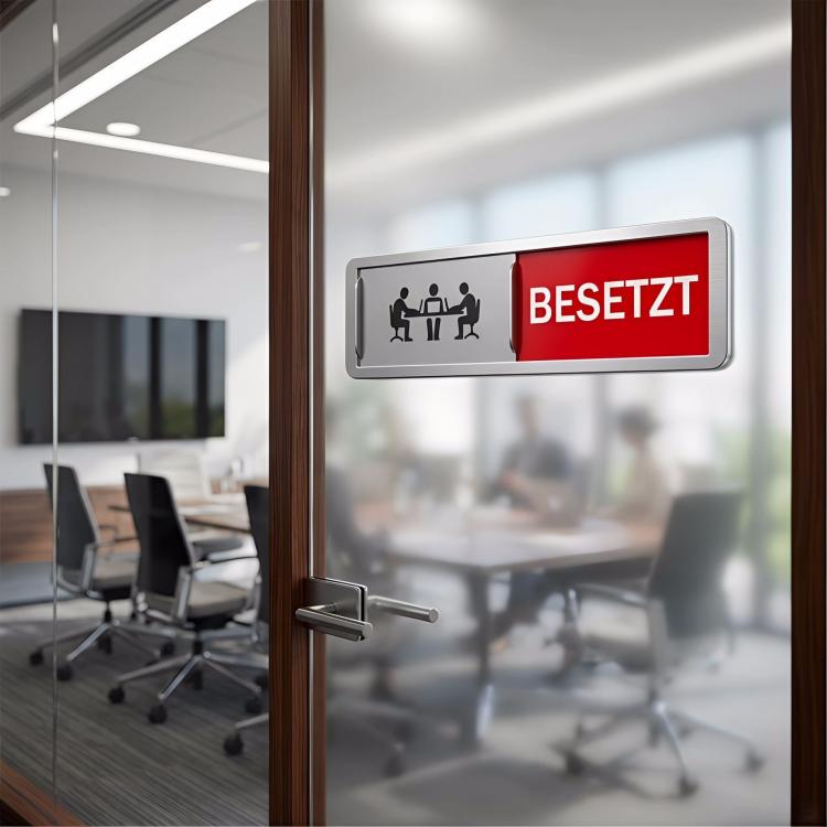 Magnet Privacy Sign for Office Door Sliding Indicator for Conference Room & Restroom, Vacant Occupied Sign, Frei/Besetzt, WC Frei/Besetzt