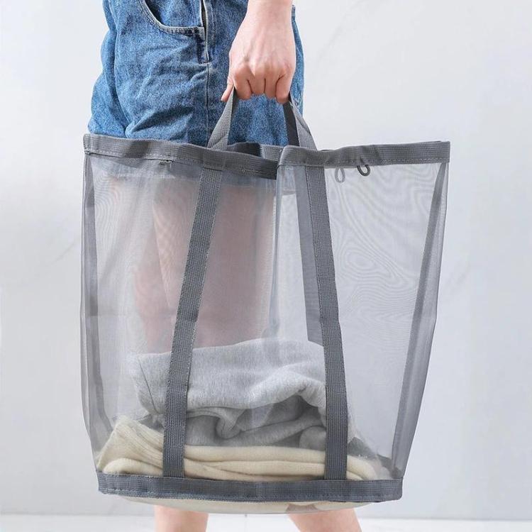 Large Mesh Laundry Basket With Handles Wall-Mounted & Foldable Dirty Clothes Hamper Portable Toy Storage Bag