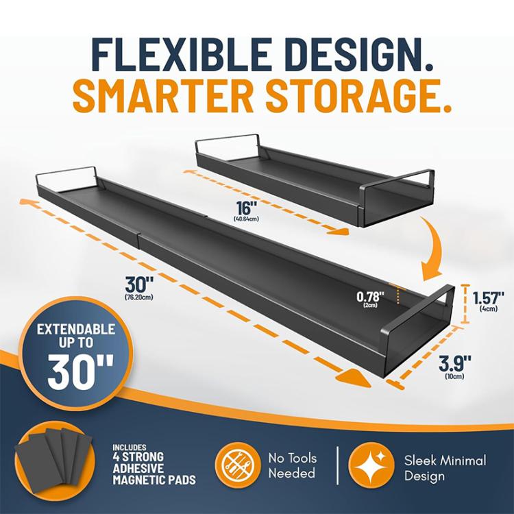 Telescopic Rear Stove Storage Shelf Magnetic Kitchen Seasoning Rack