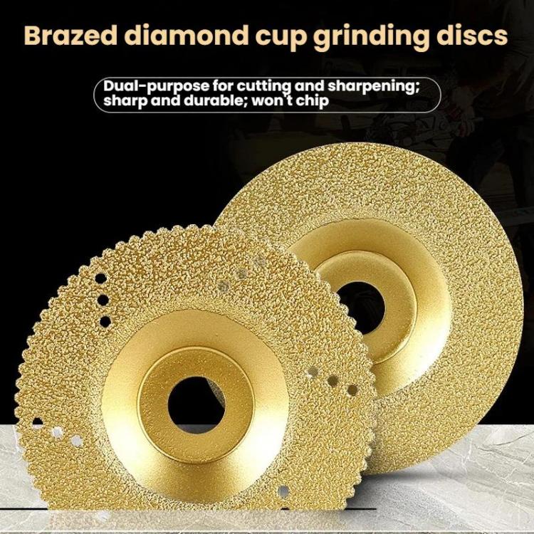 Diamond Cutting Disc Marble Brazed Cup Grinding Wheel Quartz Ceramic Tile Edge Grinding For Angle Grinder, Silver, Silver With Teeth, Gold, Gold With Teeth
