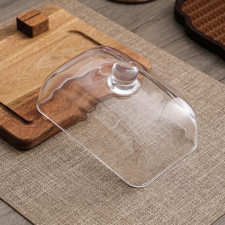Acacia Wood Butter Dish with Glass Lid and Spreader Knife Butter Keeper for Countertop or Fridge, Single Knife, Dual Utensils