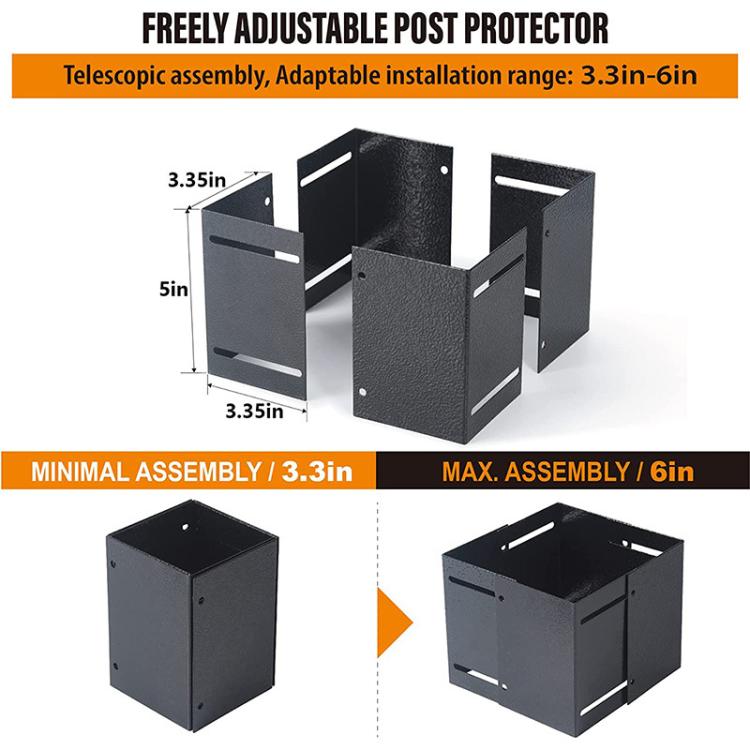 Adjustable Post Protector Metal Post Protection Kit For Wooden Mailboxes & Fences