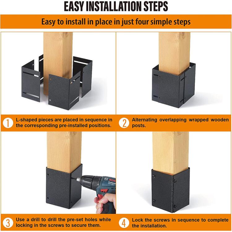 Adjustable Post Protector Metal Post Protection Kit For Wooden Mailboxes & Fences