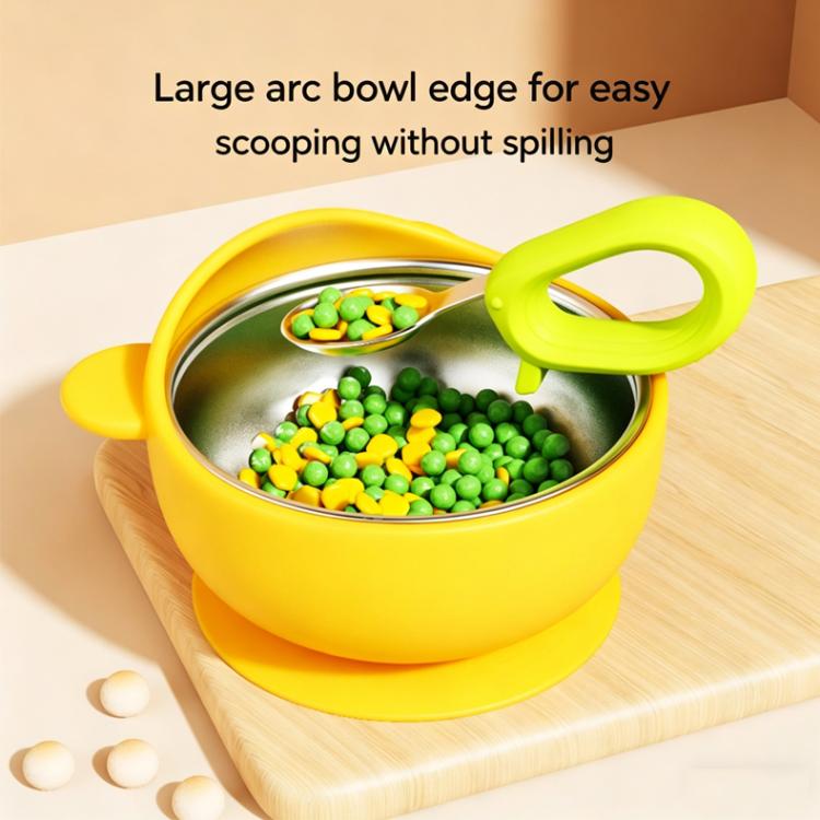 Baby Feeding Bowl with Strong Suction Base, 304 Stainless Steel Inner & Silicone Outer Shell, Spill-Proof Insulated Toddler Training Bowl