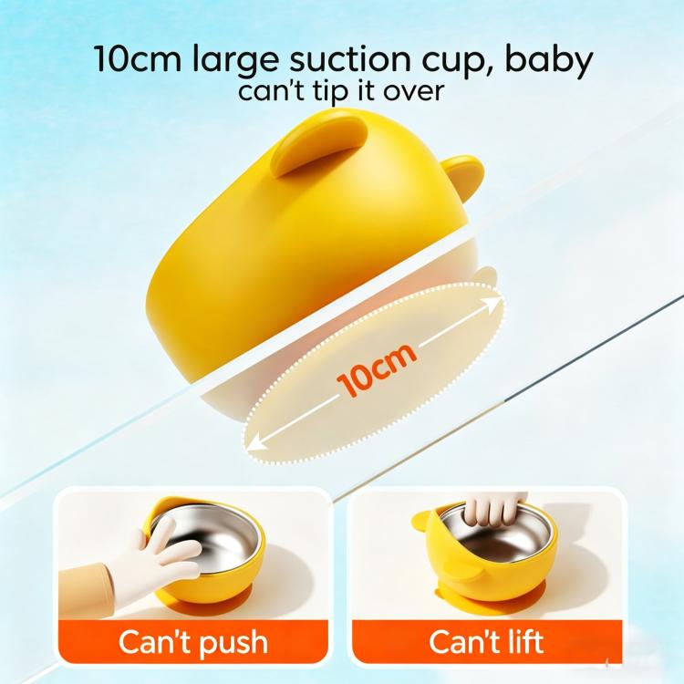 Baby Feeding Bowl with Strong Suction Base, 304 Stainless Steel Inner & Silicone Outer Shell, Spill-Proof Insulated Toddler Training Bowl