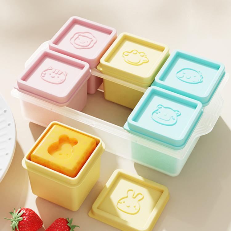 Silicone Baby Food Storage Container Ice Cube Tray 6 Individual 4oz Portions Freezer Tray with Lids