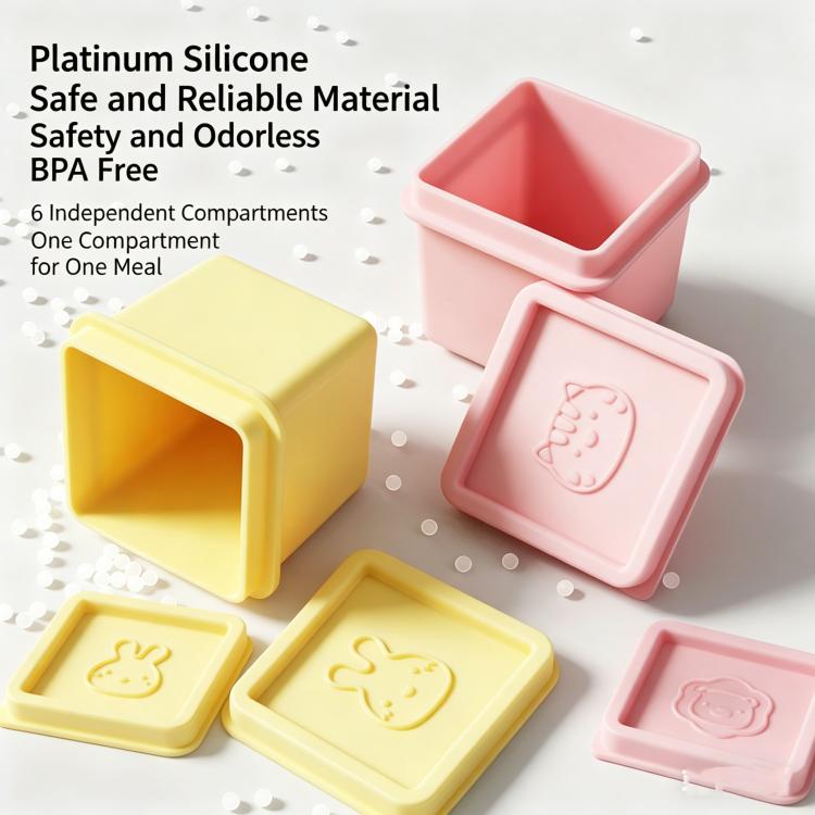 Silicone Baby Food Storage Container Ice Cube Tray 6 Individual 4oz Portions Freezer Tray with Lids