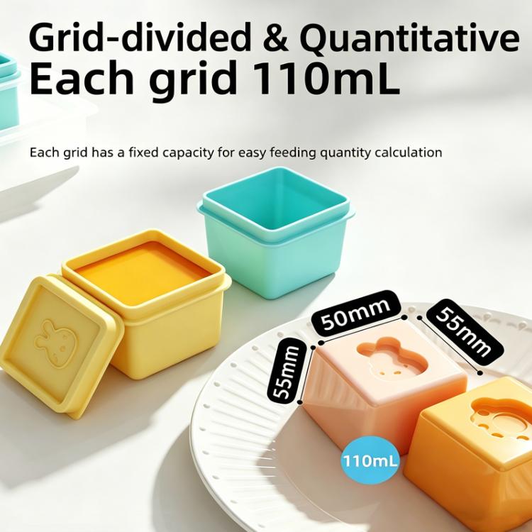 Silicone Baby Food Storage Container Ice Cube Tray 6 Individual 4oz Portions Freezer Tray with Lids