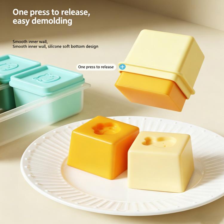 Silicone Baby Food Storage Container Ice Cube Tray 6 Individual 4oz Portions Freezer Tray with Lids