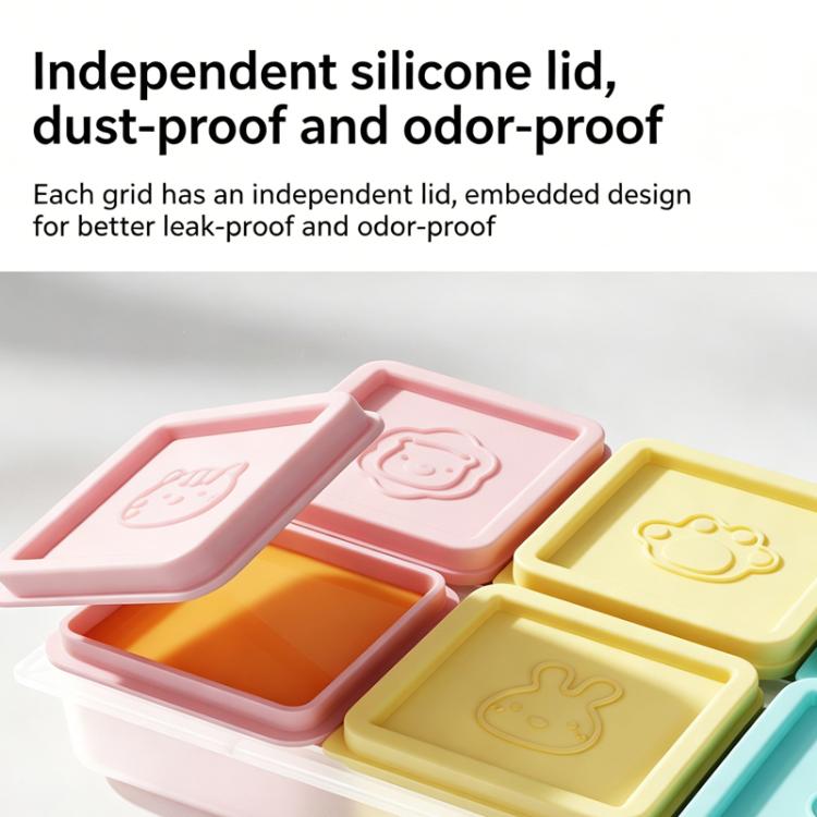 Silicone Baby Food Storage Container Ice Cube Tray 6 Individual 4oz Portions Freezer Tray with Lids
