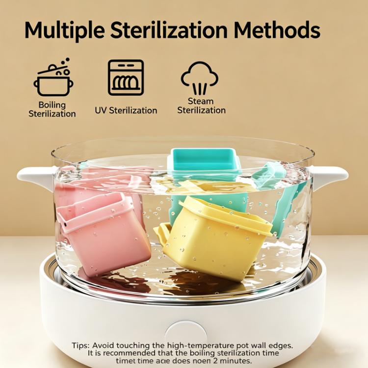 Silicone Baby Food Storage Container Ice Cube Tray 6 Individual 4oz Portions Freezer Tray with Lids