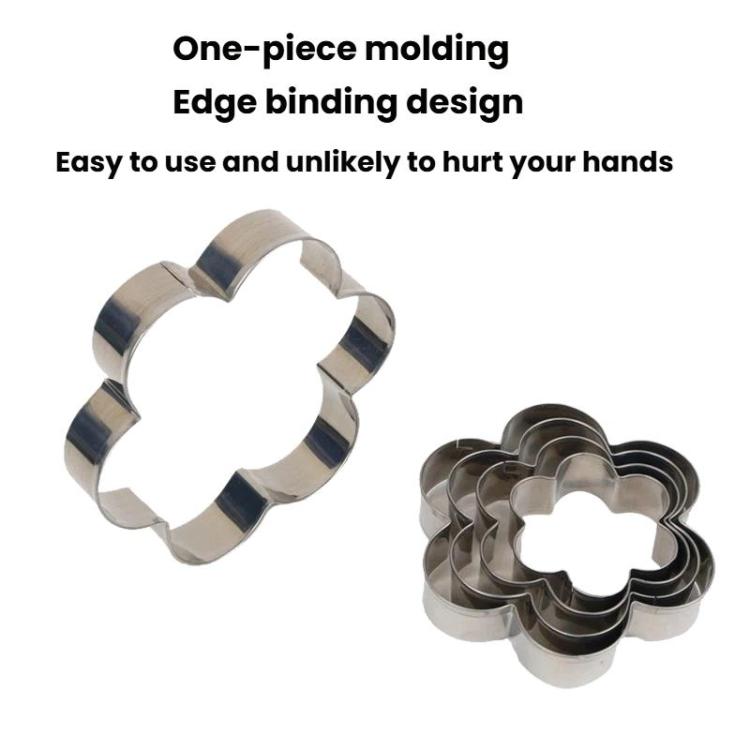 430 Stainless Steel Cookie Cutter Cookie Cake Mold, LsCook 5-Piece Set Flower Shaped