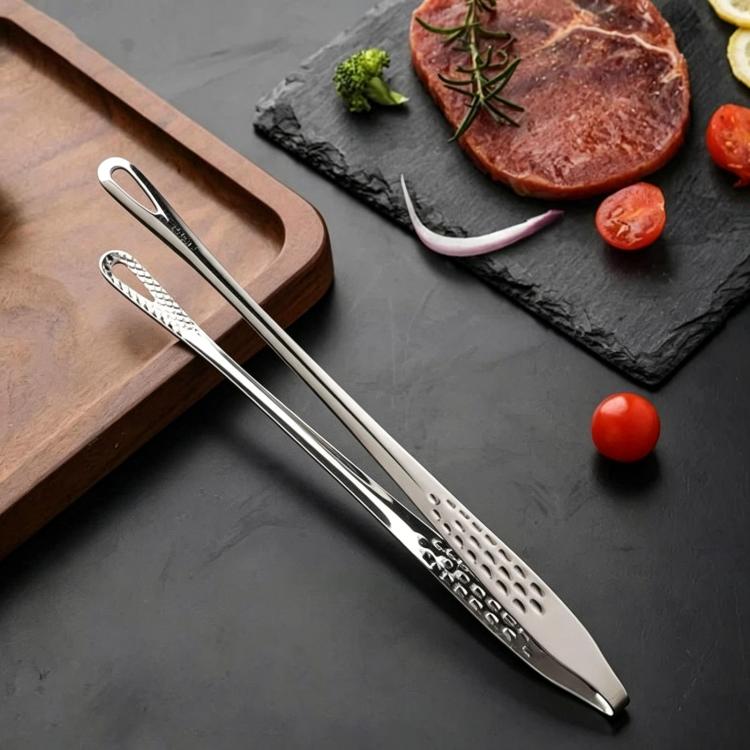 LsCook 28cm Home BBQ Tongs 304 Stainless Steel Steak Clips, 304 Stainless Steel