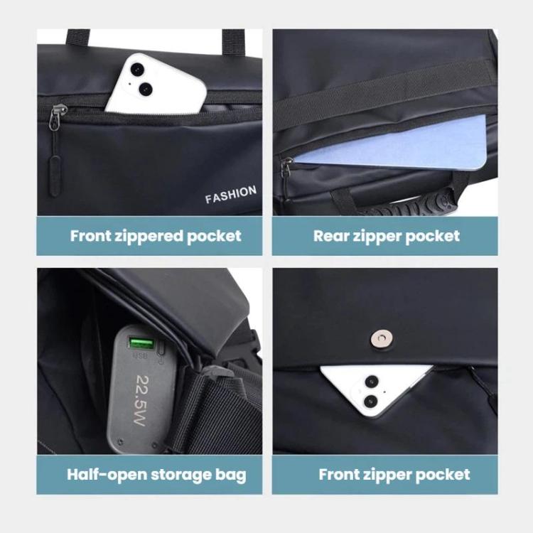 WEIXIER Large Capacity Messenger Bag for Men, Water Resistant Crossbody Shoulder Bag Multi-Pocket Briefcase with Luggage Strap