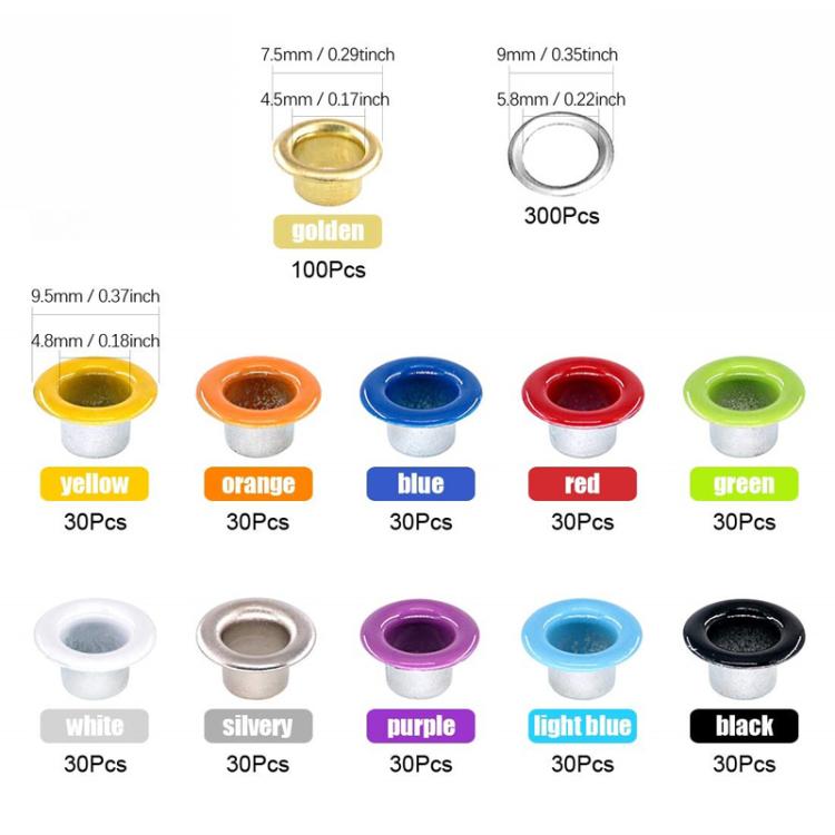 5mm Metal Eyelets For Clothing, Shoes & Belts, 10-Slot Storage Box, With Pliers Aircraft Packaging, With Pliers OPP Bag