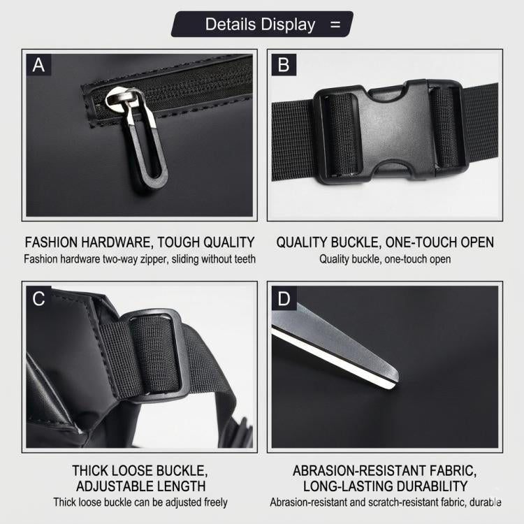 WEIXIER WD956 Men Waterproof Sling Bag Chest Shoulder Crossbody Bag Techwear Minimalist Waist Pack Fanny Pack