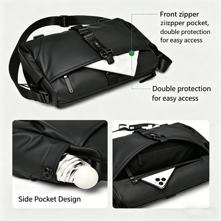 WEIXIER WD5628 Men Sling Bag Large Capacity Chest Pack With Magnetic Buckle, Expandable Bottom For Tripod