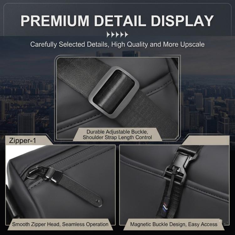 WEIXIER WD5628 Men Sling Bag Large Capacity Chest Pack With Magnetic Buckle, Expandable Bottom For Tripod