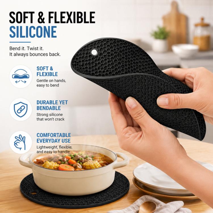LsCook Round Honeycomb Silicone Placemat Heat-Resistant Non-Slip Insulation