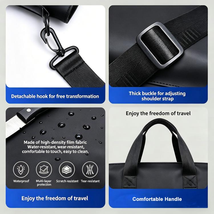 WEIXIER Mens Briefcase Laptop Bag 14 Inch Waterproof Business Messenger Bag Casual Tote Handbag with Luggage Strap