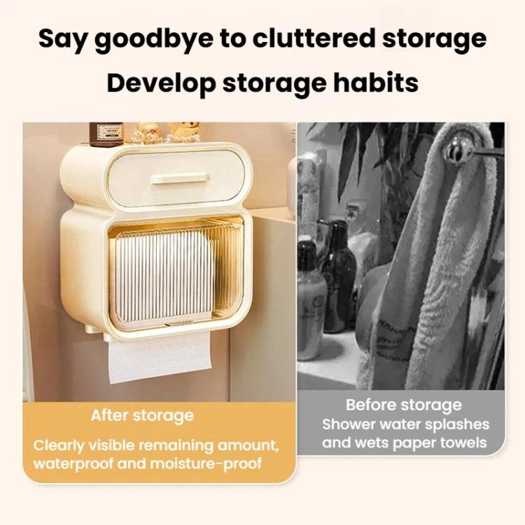 Waterproof Wall-Mounted Punch-Free Tissue Storage Rack For Bathroom & Washroom, Small White, Large White, Small White Gold, Large White Gold, Small Green, Large Green, Small Green Gold, Large Green Gold