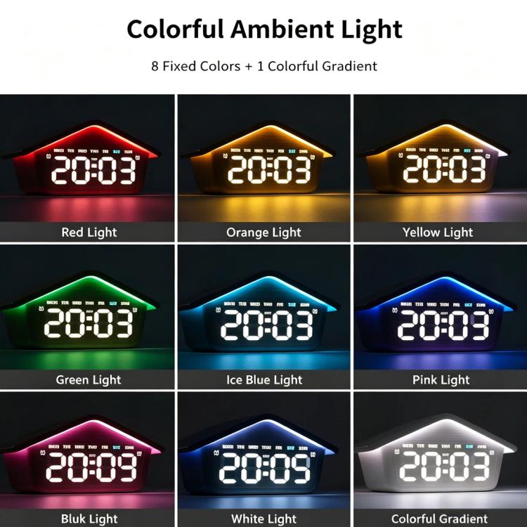 Atmosphere Cabin Digital Alarm Clock With 8-Color Night Light LED Desktop Clock With Snooze, DST, Adjustable Brightness