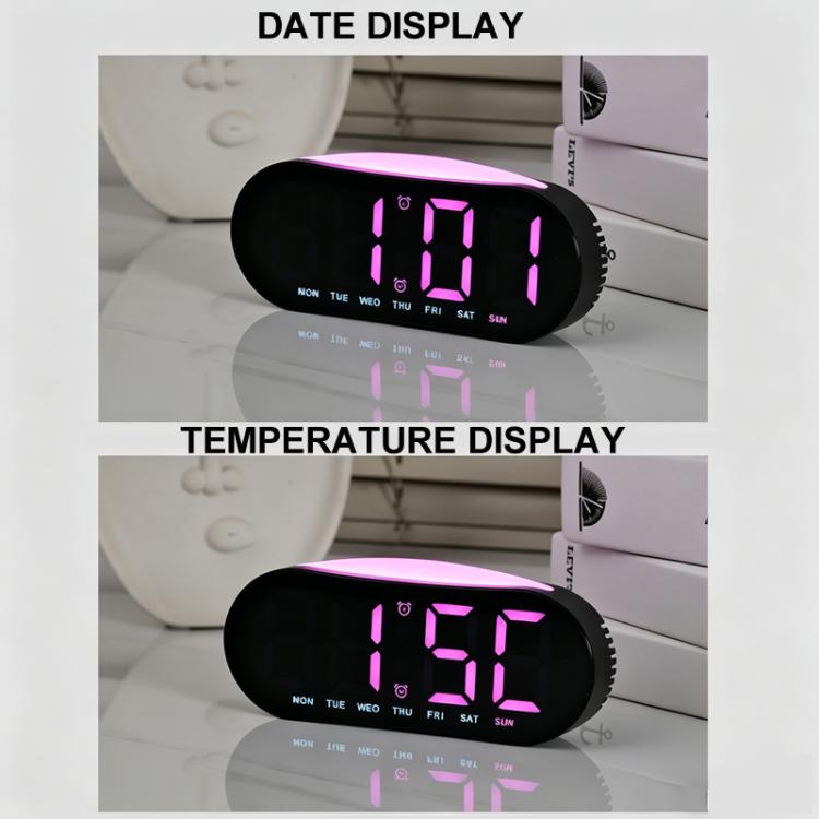 Digital Alarm Clock for Bedroom With Atmosphere Night Light, 2 Alarms, Week/Date/Temperature Display