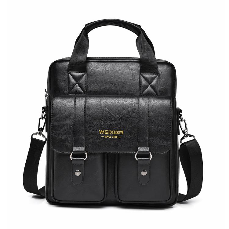 WEIXIER Mens Messenger Bag Vintage PU Leather Briefcase for Business & Travel Crossbody Handbag with Multi-Pockets