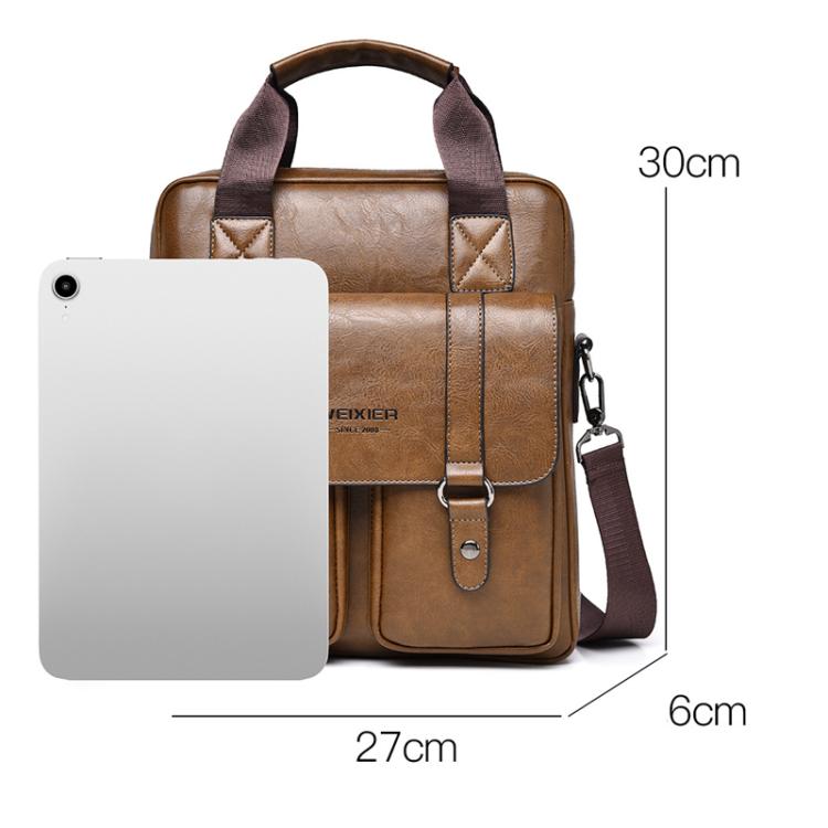 WEIXIER Mens Messenger Bag Vintage PU Leather Briefcase for Business & Travel Crossbody Handbag with Multi-Pockets