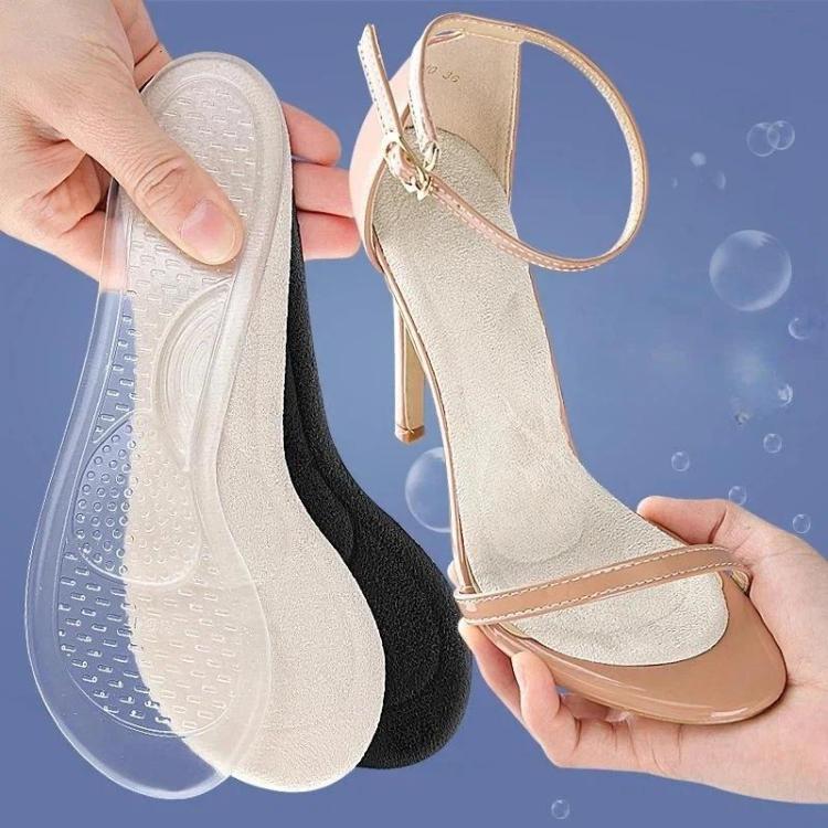Women High Heels Invisible Anti-Slip Half-Size Insole, Apricot Velvet, Black Velvet, Transparent