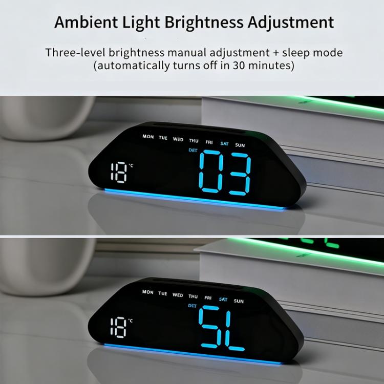 Digital Alarm Clock With Large LED Display 3 Brightness Levels, Auto-Dimming, Atmosphere Night Light & Timer