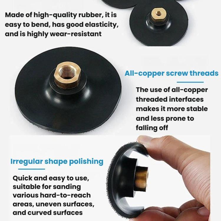 Flexible Bendable Rubber Grinding Head Soft-Joint Angle Grinder Adhesive Disc, 3 inch 8cm M10, 3 inch 8cm M14, 3 inch 8cm M16, 4 inch 10cm M10, 4 inch 10cm M14, 4 inch 10cm M16